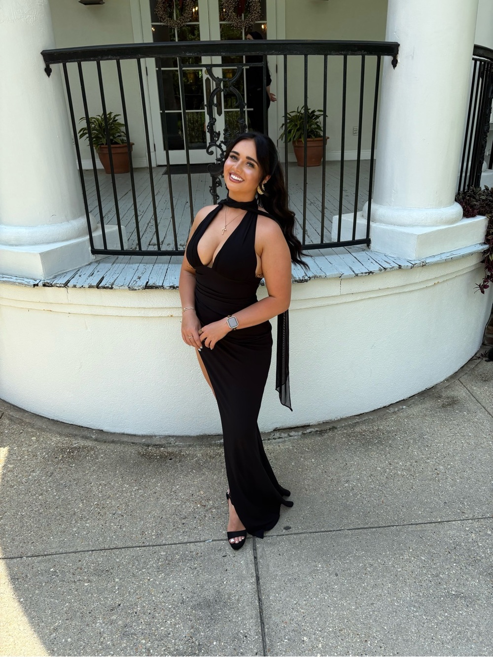 Black Halter Maxi Dress with Side Slit